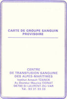 Carte de groupe sanguin provisoire